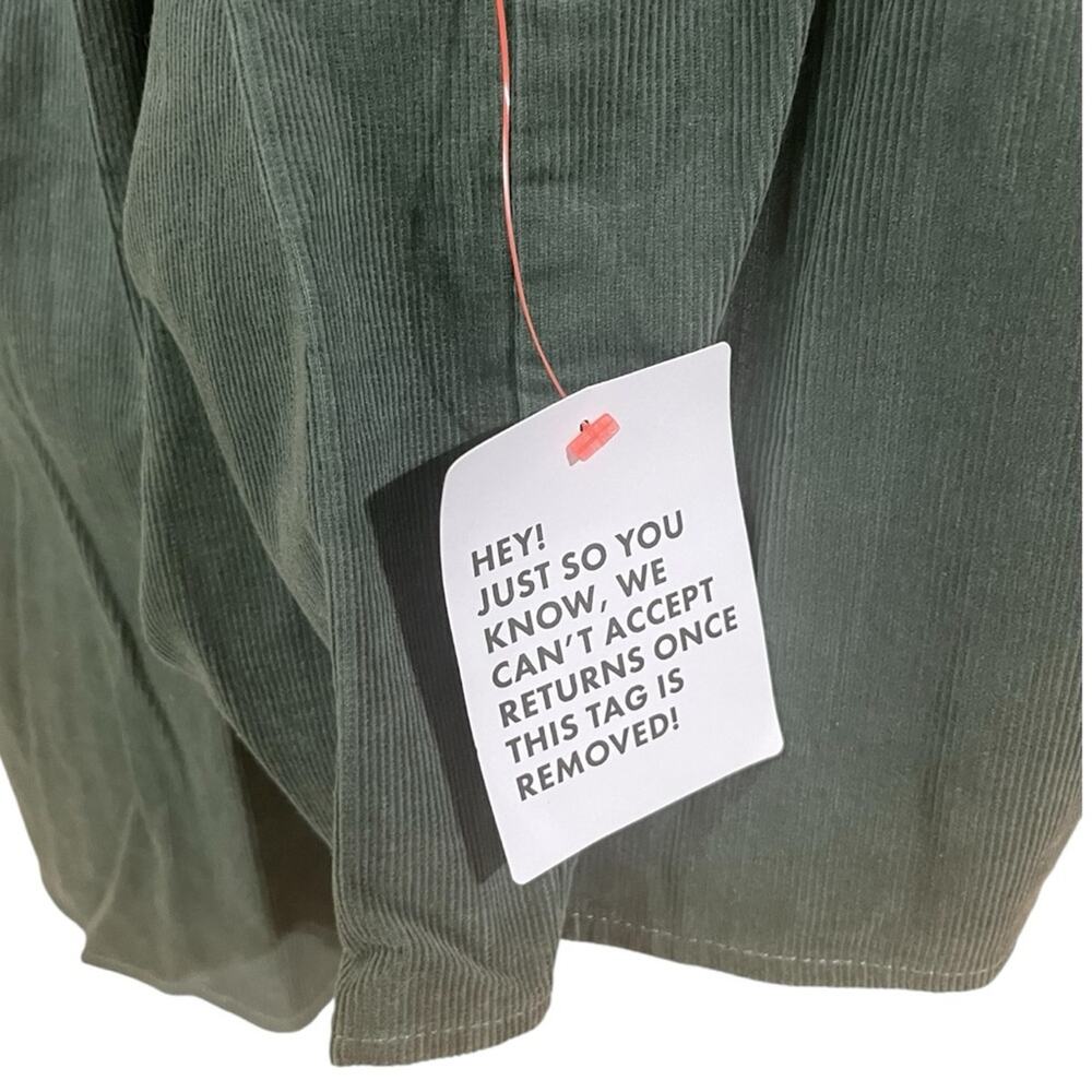 ASOS DESIGN tiered cord babydoll midi smock dress in green khaki SIZE 14 - Picture 5 of 7